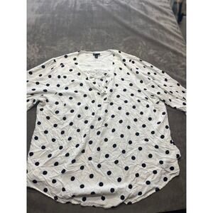 Torrid‎ White Polka Dot 3/4 Sleeve Blouse Top Women's Size 3 Plus Size